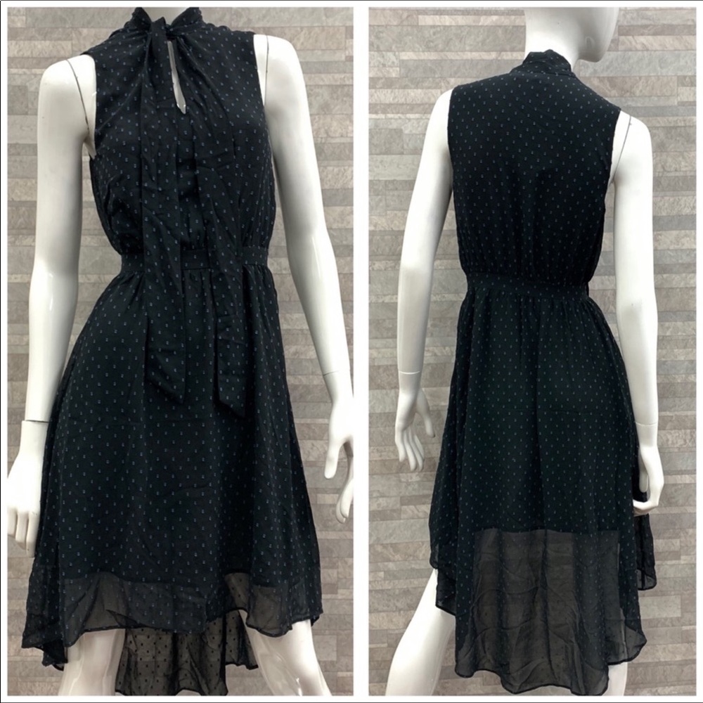 🚫SOLD |Avec Les Filles Dotted Dress Hi Low Black Blue Dot